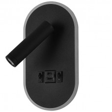 Φωτιστικό Τοίχου LED Φωτισμού Εμπρός-Πίσω + USB + Type C Θερμό Φως Μαύρο 43041-BL